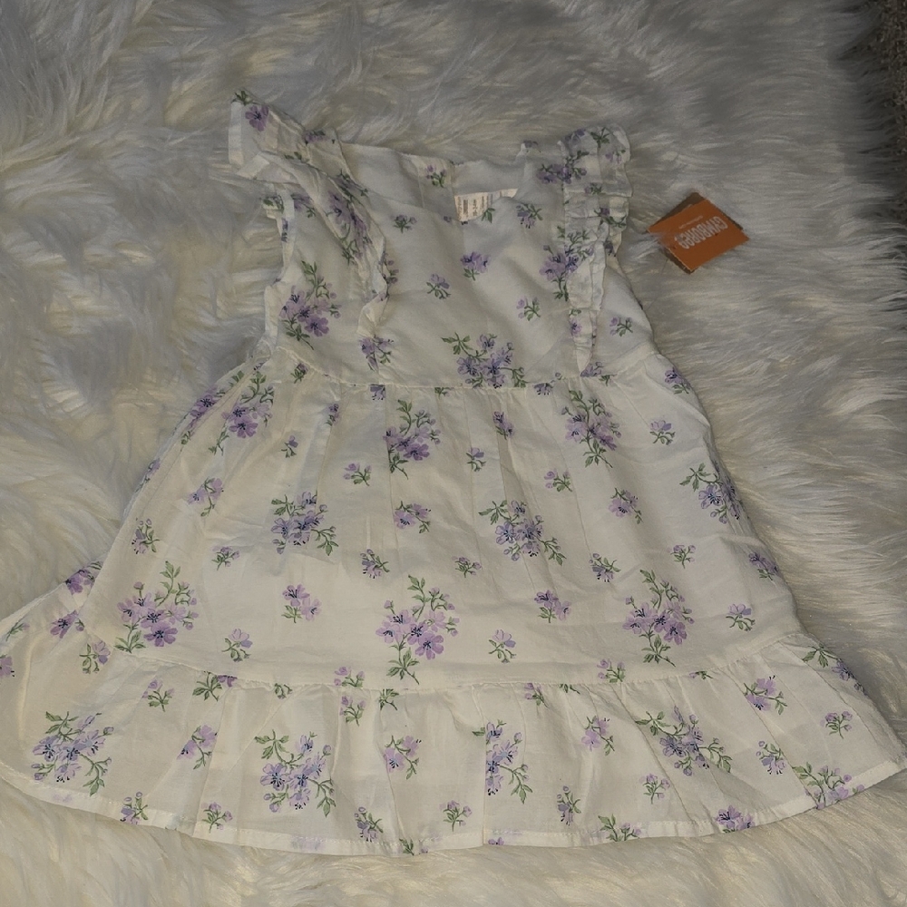 Gymboree White Dress with Lavender Floral Print